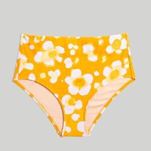 Madewell Second Wave Retro High-Waisted Bikini Bottom in Watercolor Floral
